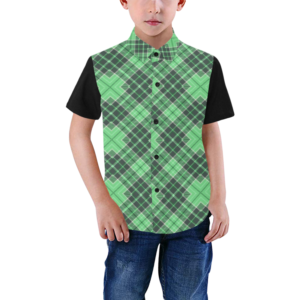 STRIPES LIGHT GREEN Boys' All Over Print Short Sleeve Shirt (Model T59)