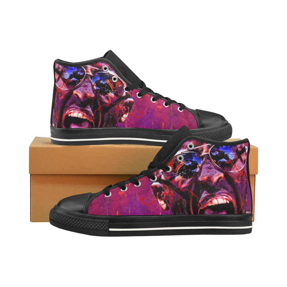MAKE ME WANNA HOLLA! Men’s Classic High Top Canvas Shoes /Large Size (Model 017)