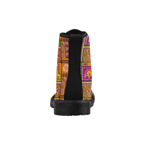Traditional Africa Border Wallpaper Pattern 3 Martin Boots for Women (Black) (Model 1203H)