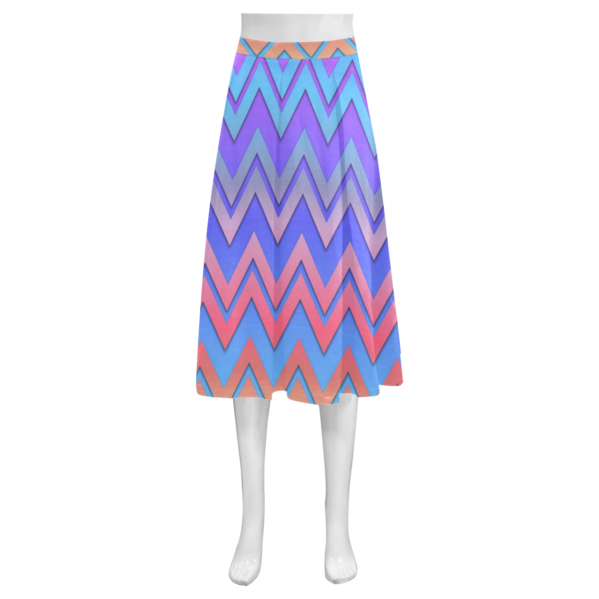 Chevron Love Mnemosyne Women's Crepe Skirt (Model D16)