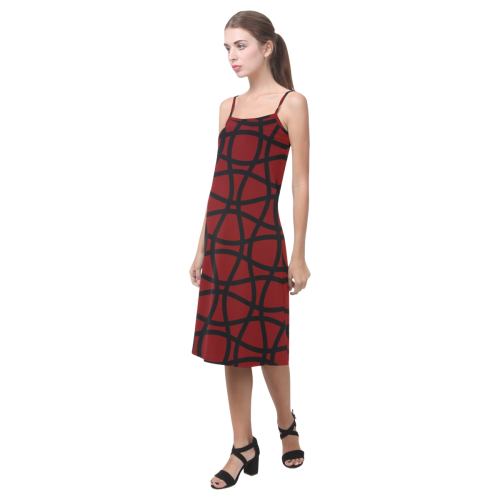 Crimson and black pattern Alcestis Slip Dress (Model D05)