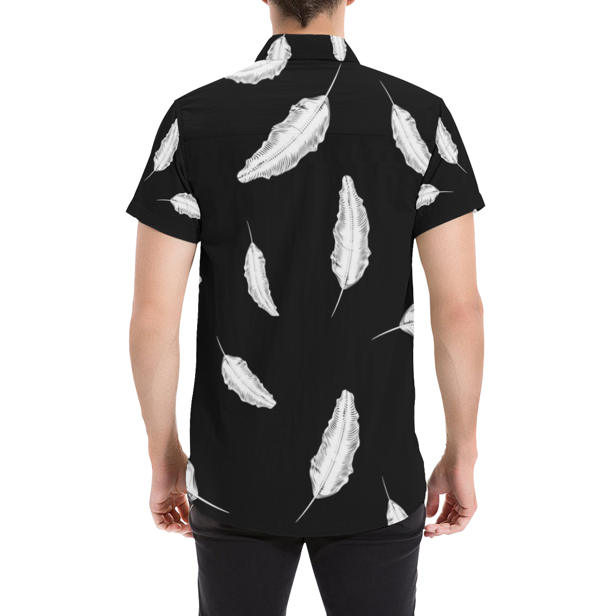 White Feathers Men's All Over Print Short Sleeve Shirt (Model T53)