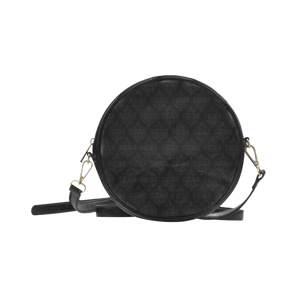 Black on Black Pattern Round Sling Bag (Model 1647)