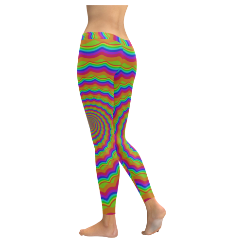 Rainbow spiralysis Women's Low Rise Leggings (Invisible Stitch) (Model L05)