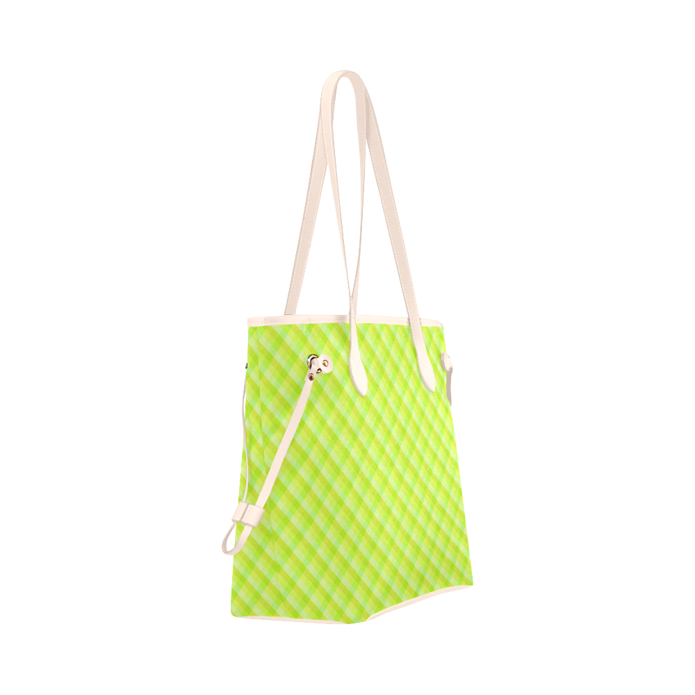 Yellow and green plaid pattern Clover Canvas Tote Bag (Model 1661)