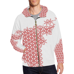 Flower of Life Pattern (red flame) All Over Print Full Zip Hoodie for Men/Large Size (Model H14)