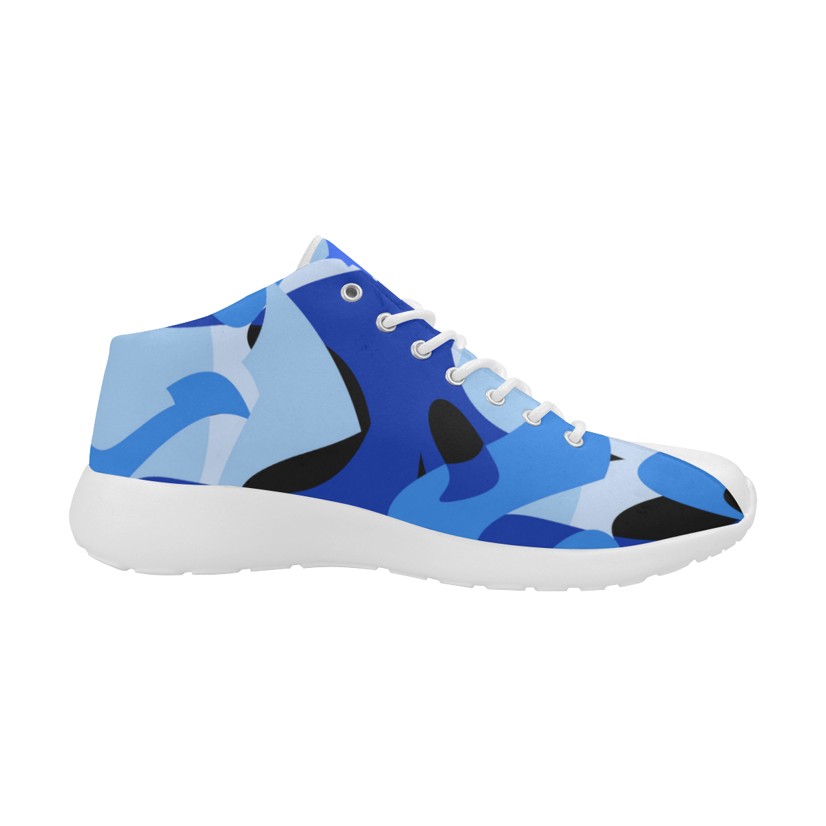 Camouflage Abstract Blue and Black Women's Basketball Training Shoes (Model 47502)