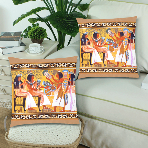 Egyptian Queens Custom Zippered Pillow Cases 18"x 18" (Twin Sides) (Set of 2)