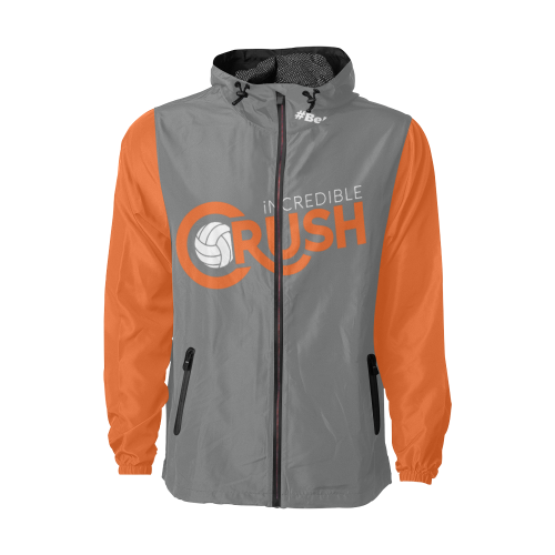 Crush Logo Wind Breaker - Grey-Orange Unisex All Over Print Windbreaker (Model H23)