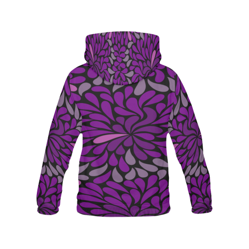 Purple leaves black All Over Print Hoodie for Women (USA Size) (Model H13)