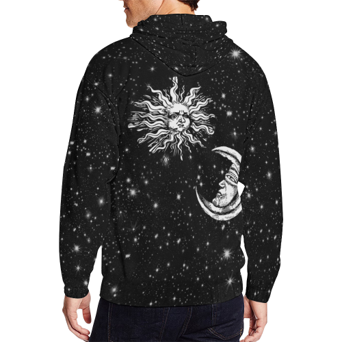 Mystic Sun and Moon All Over Print Full Zip Hoodie for Men/Large Size (Model H14)