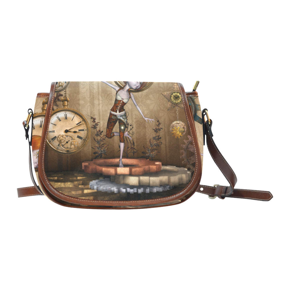 Steampunk girl, clocks and gears Saddle Bag/Small (Model 1649) Full Customization