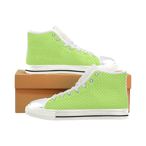 Mint green polka dots Women's Classic High Top Canvas Shoes (Model 017)
