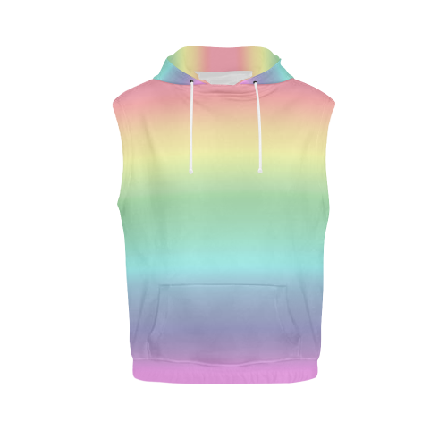 Pastel Rainbow All Over Print Sleeveless Hoodie for Men (Model H15)