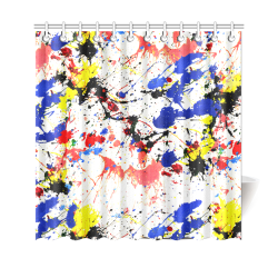 Blue and Red Paint Splatter Shower Curtain 69"x70"