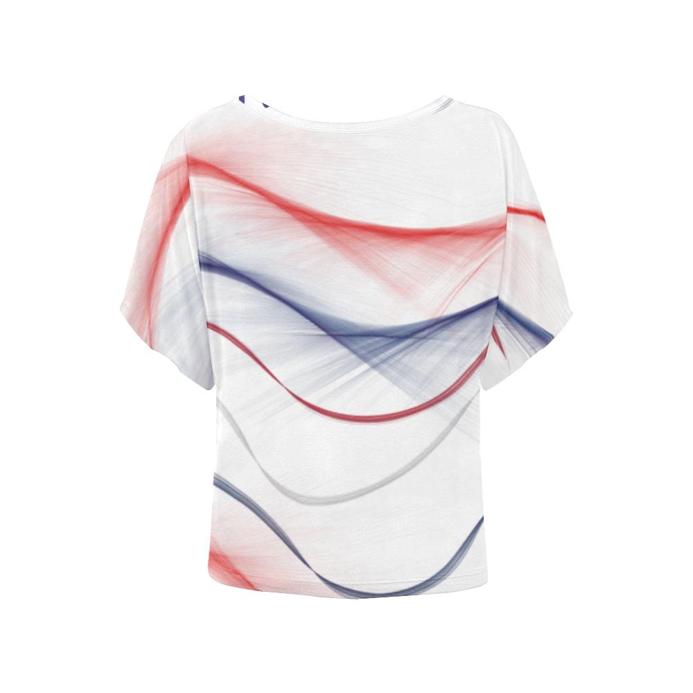 America Red/White/Blue Design By Me by Doris Clay-Kersey Women's Batwing-Sleeved Blouse T shirt (Model T44)