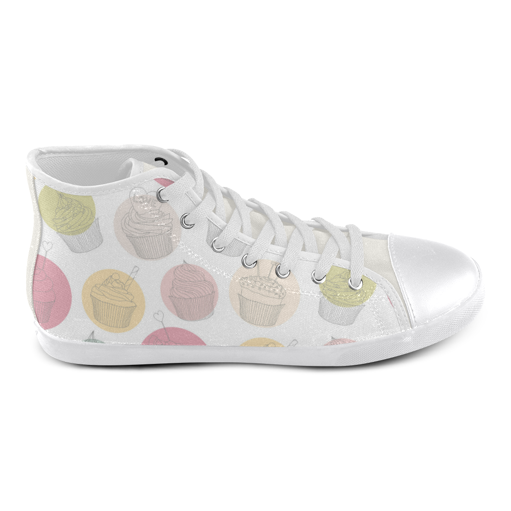 Colorful Cupcakes High Top Canvas Kid's Shoes (Model 002)
