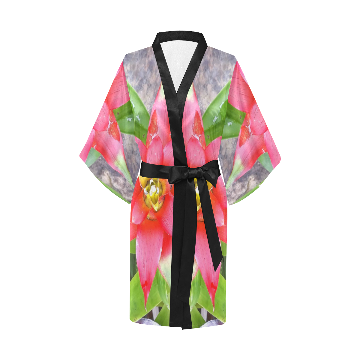 Red Bromeliad flower - IMG20190227_210451 Kimono Robe