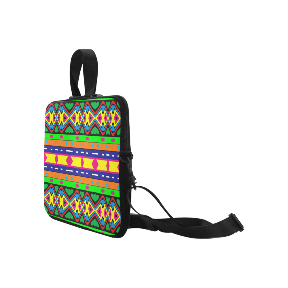 Distorted colorful shapes and stripes Laptop Handbags 17"
