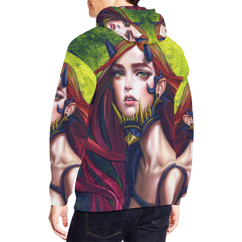 Oni girl by Ibrahem Swaid All Over Print Hoodie for Men/Large Size (USA Size) (Model H13)