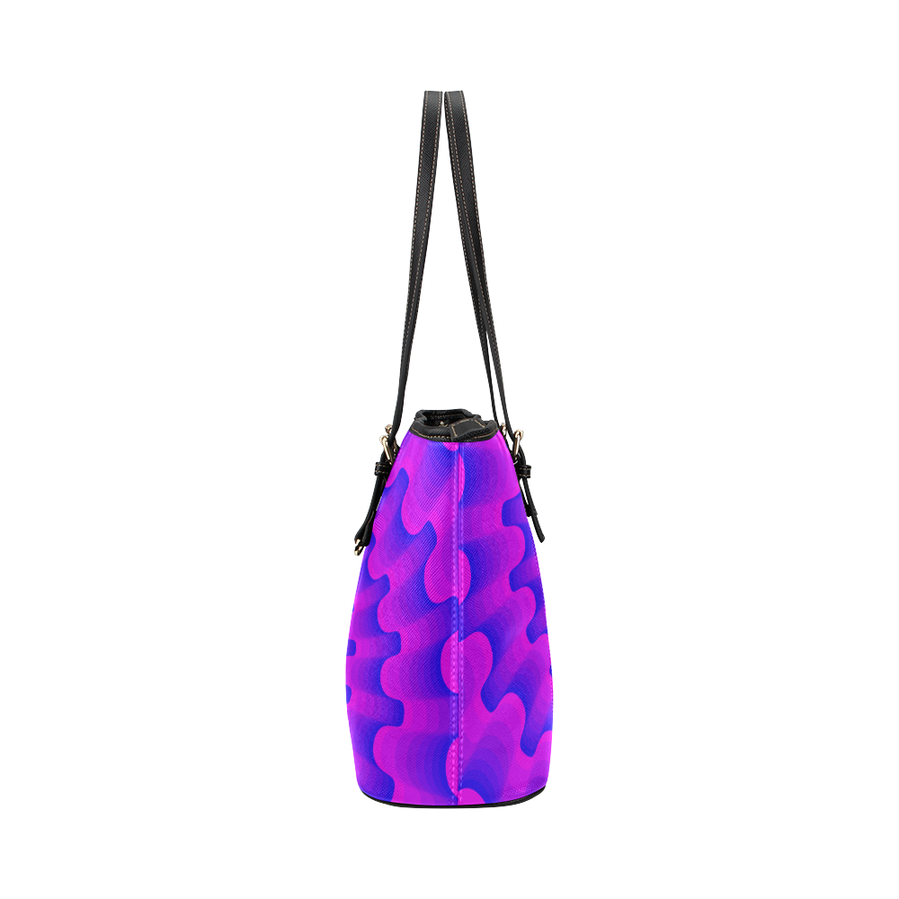 Pink blue vortex Leather Tote Bag/Large (Model 1651)