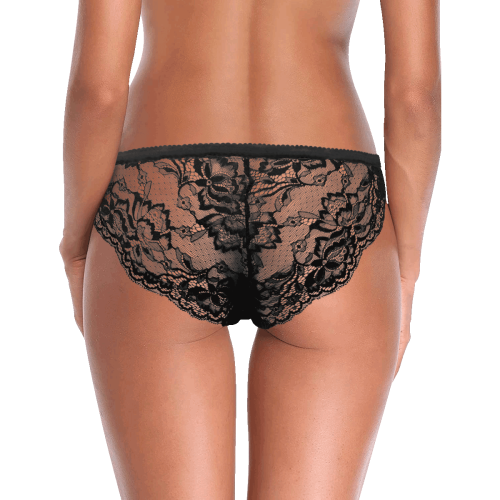 Las Vegas Black and Red Casino Poker Card Shapes On Green Women's Lace Panty (Model L41)