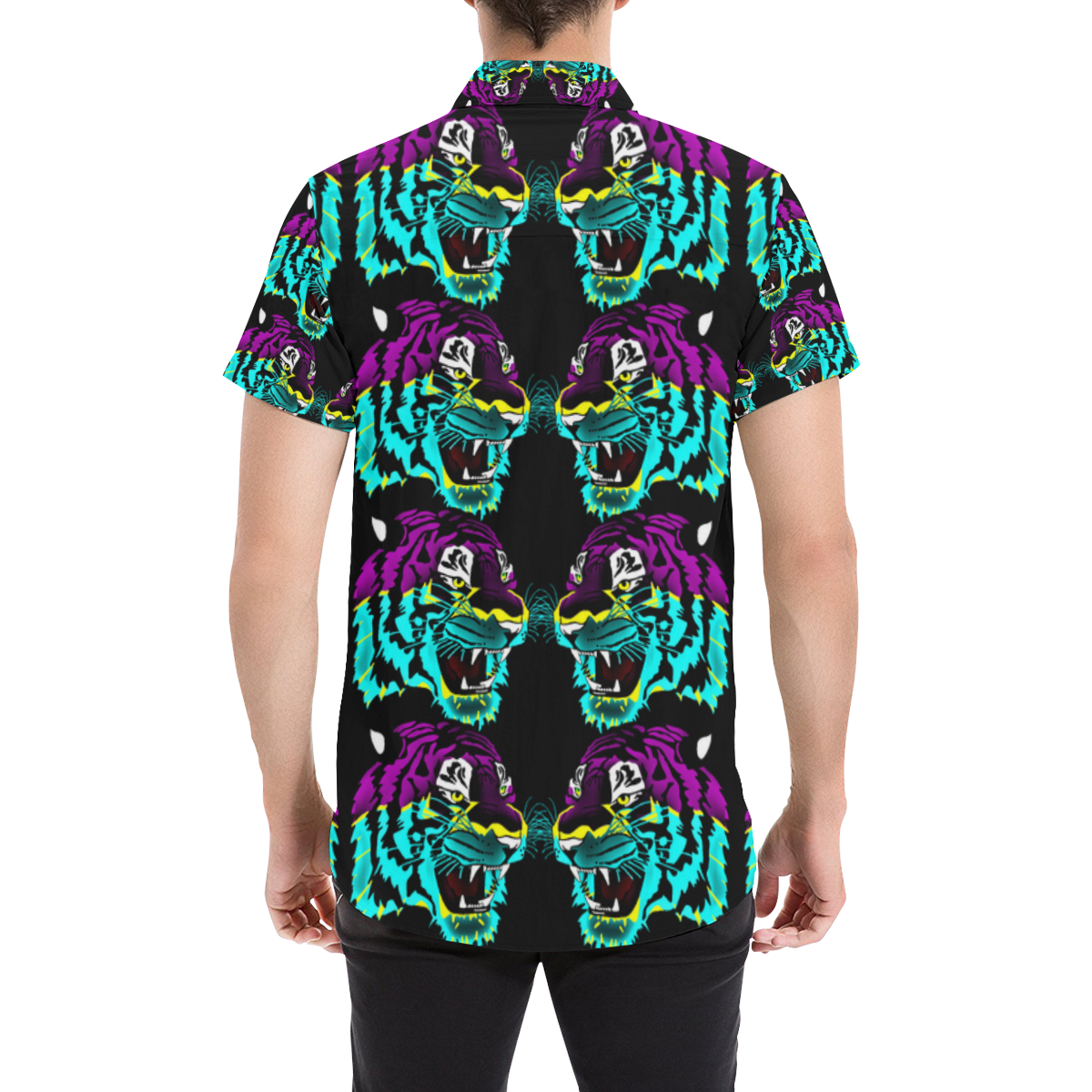 Rainbow Animals - Tiger Men's All Over Print Short Sleeve Shirt (Model T53)