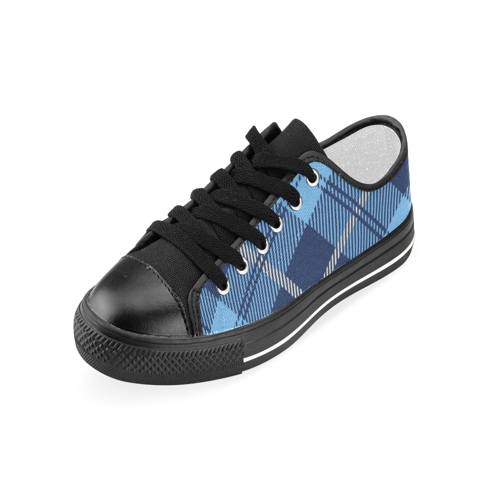 zapato plano de mujer a cuadros azules Women's Classic Canvas Shoes (Model 018)