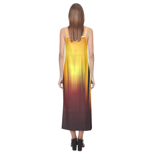 Lines V-Neck Open Fork Long Dress(Model D18)