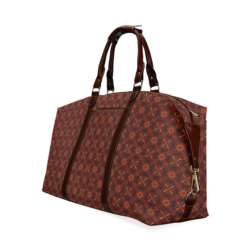 Brown Geometric Pattern Classic Travel Bag (Model 1643) Remake