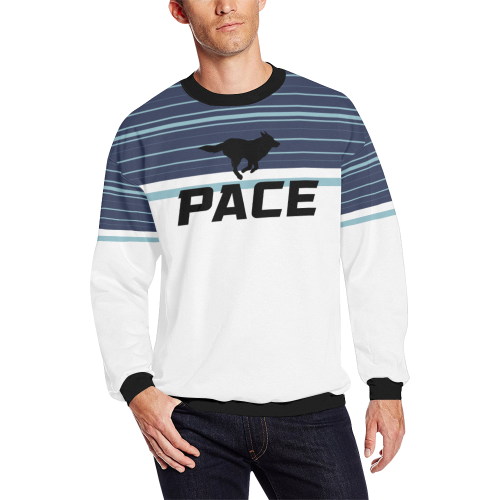 PACE MENS Blue Line Sweater Men's Oversized Fleece Crew Sweatshirt (Model H18)