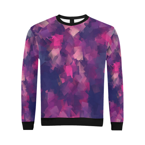 purple pink magenta cubism #modern All Over Print Crewneck Sweatshirt for Men (Model H18)