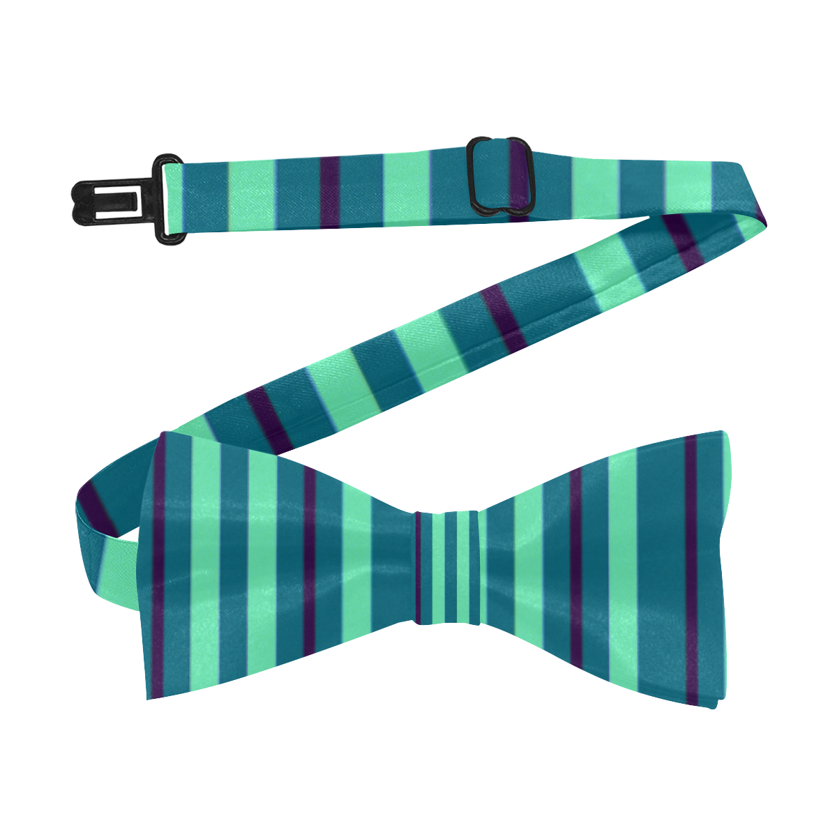 Aqua Blue Green Lines Pattern Retro Style Custom Bow Tie
