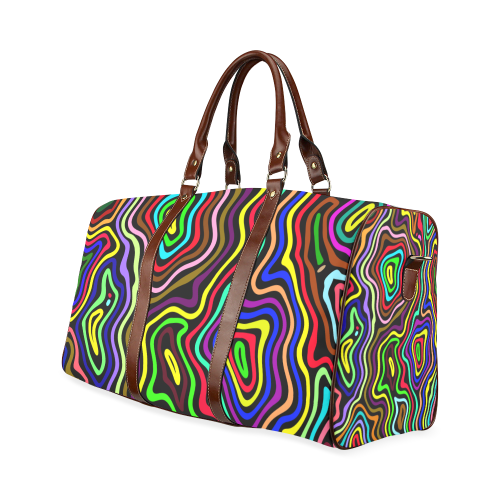 Multicolored Wavy Line Pattern Waterproof Travel Bag/Small (Model 1639)