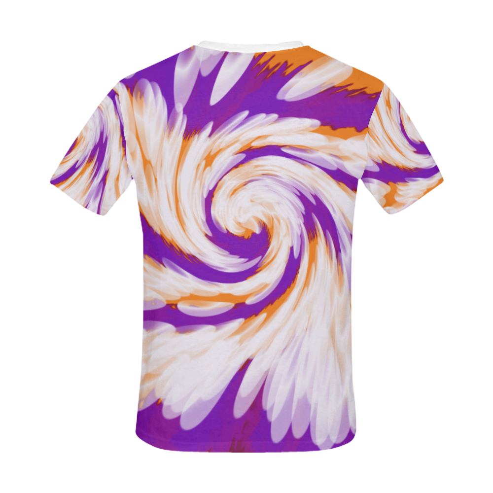 Purple Orange Tie Dye Swirl Abstract All Over Print T-Shirt for Men/Large Size (USA Size) Model T40)