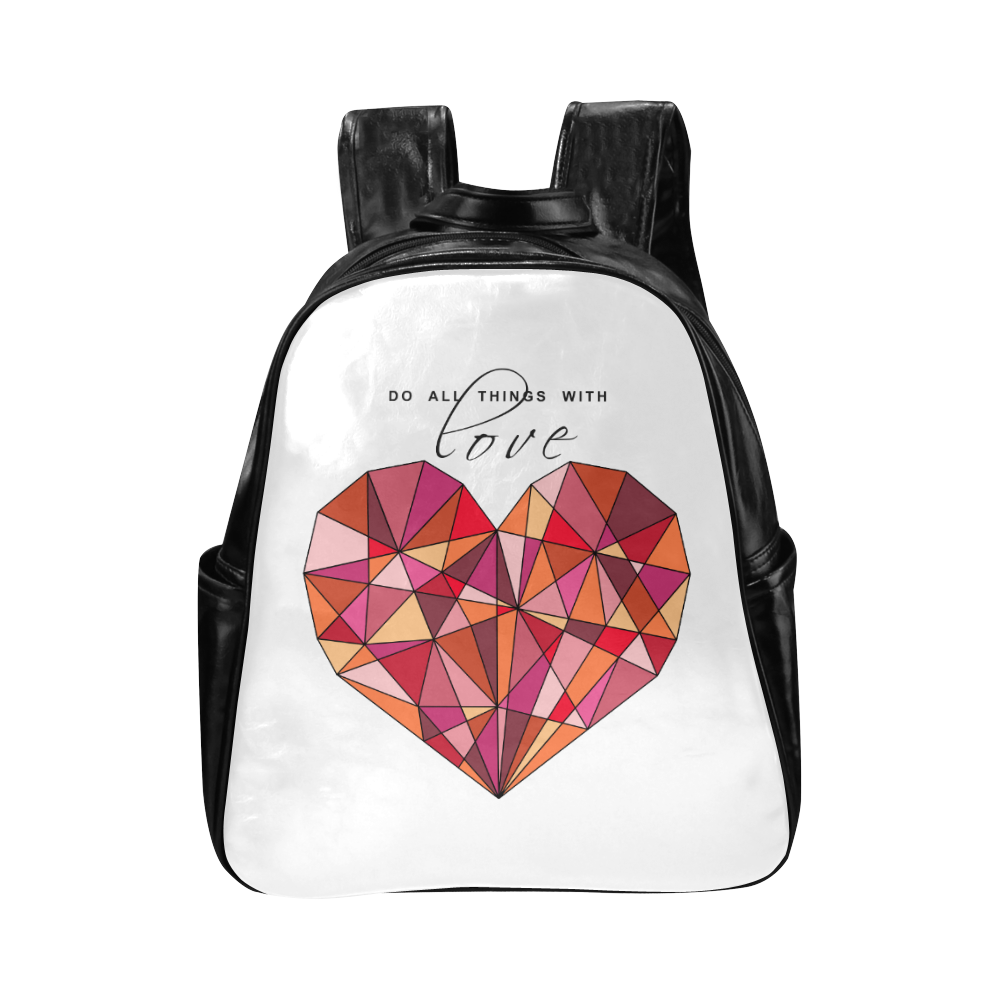RED HEART WIREFRAME Multi-Pockets Backpack (Model 1636)