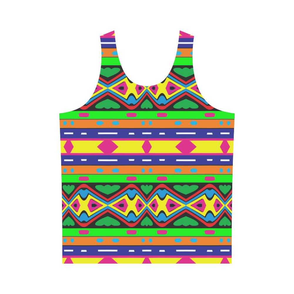 Distorted colorful shapes and stripes All Over Print Tank Top for Men (Model T43)