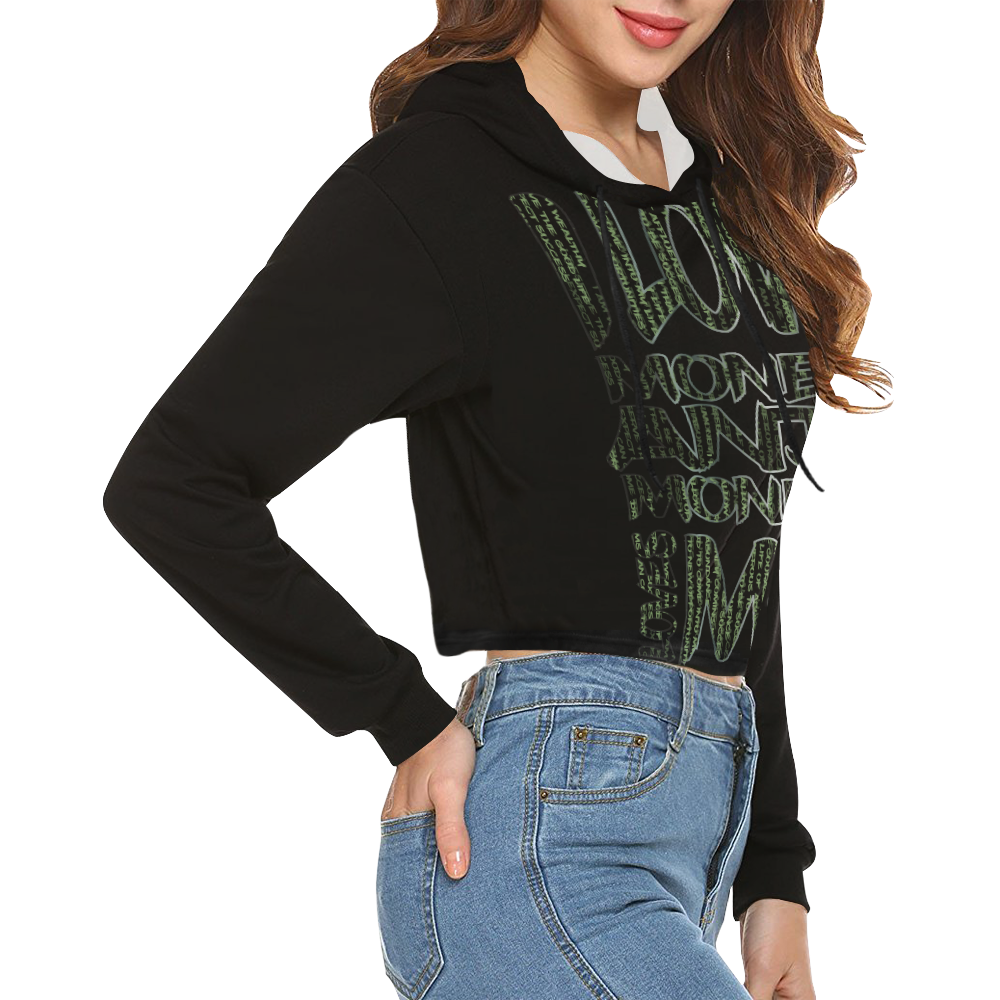 Money Affirmation I All Over Print Crop Hoodie for Women (Model H22)