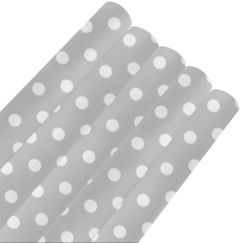 White Polka Dots on Silver Gift Wrapping Paper 58"x 23" (5 Rolls)