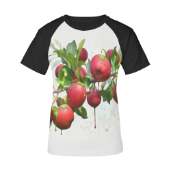 Melting Apples, fruit watercolors Women's Raglan T-Shirt/Front Printing (Model T62)