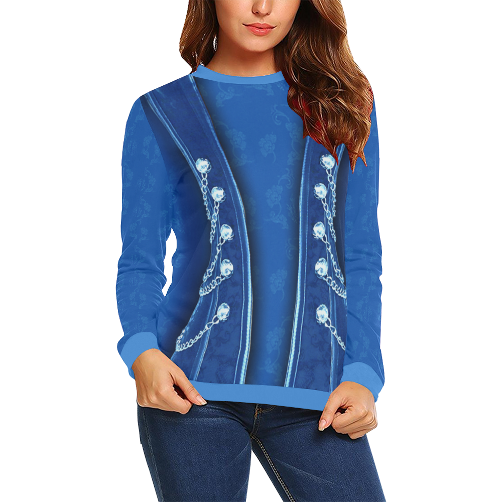 blue chain 3D All Over Print Crewneck Sweatshirt for Women (Model H18)