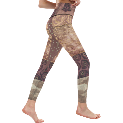 African Python Patchwork Women's All Over Print High-Waisted Leggings (Model L36)