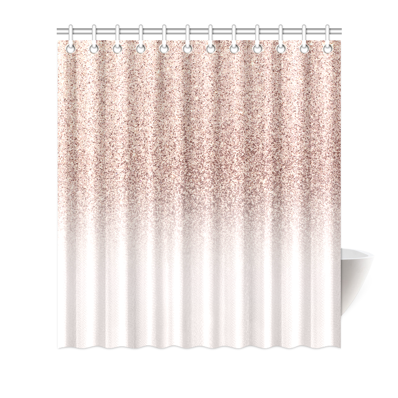 Rose Gold Glitter Ombre Pink White Shower Curtain 66"x72"