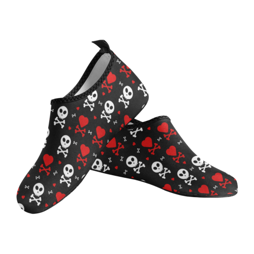 Skull Hearts Women's Slip-On Water Shoes (Model 056)