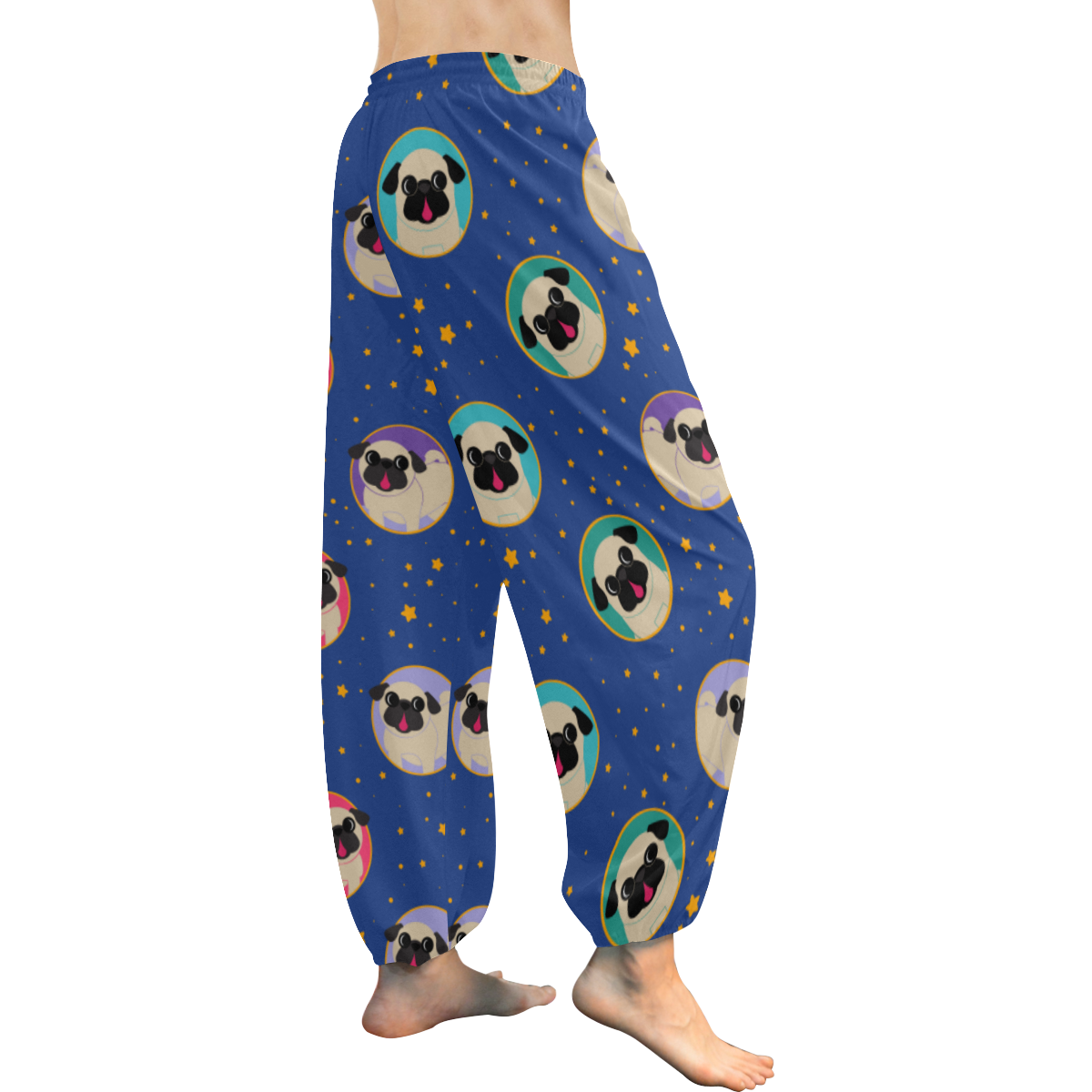 Pugs In Circle & Stars Harem Pants Women's All Over Print Harem Pants (Model L18)