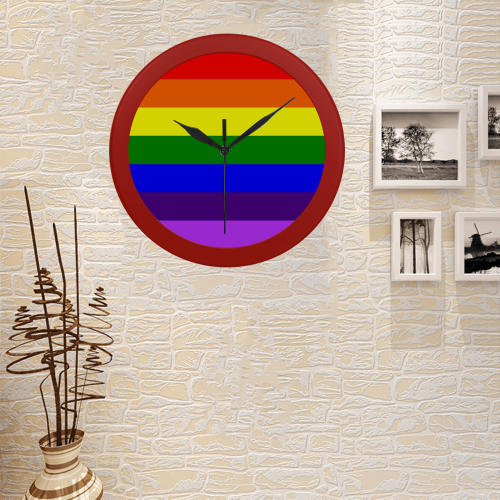 Rainbow Flag (Gay Pride - LGBTQIA+) Circular Plastic Wall clock