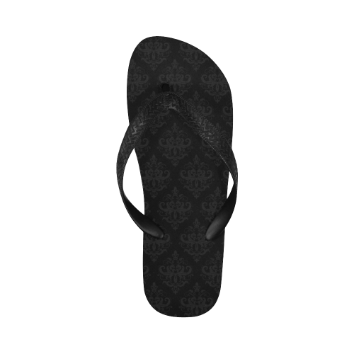 Black on Black Pattern Flip Flops for Men/Women (Model 040)