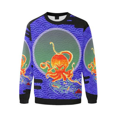 The Lowest of Low Japanese Angry Octopus Men's Oversized Fleece Crew Sweatshirt (Model H18)