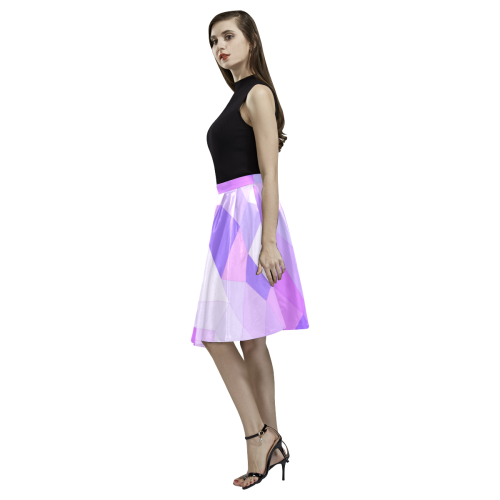 Bright Purple Mosaic Melete Pleated Midi Skirt (Model D15)