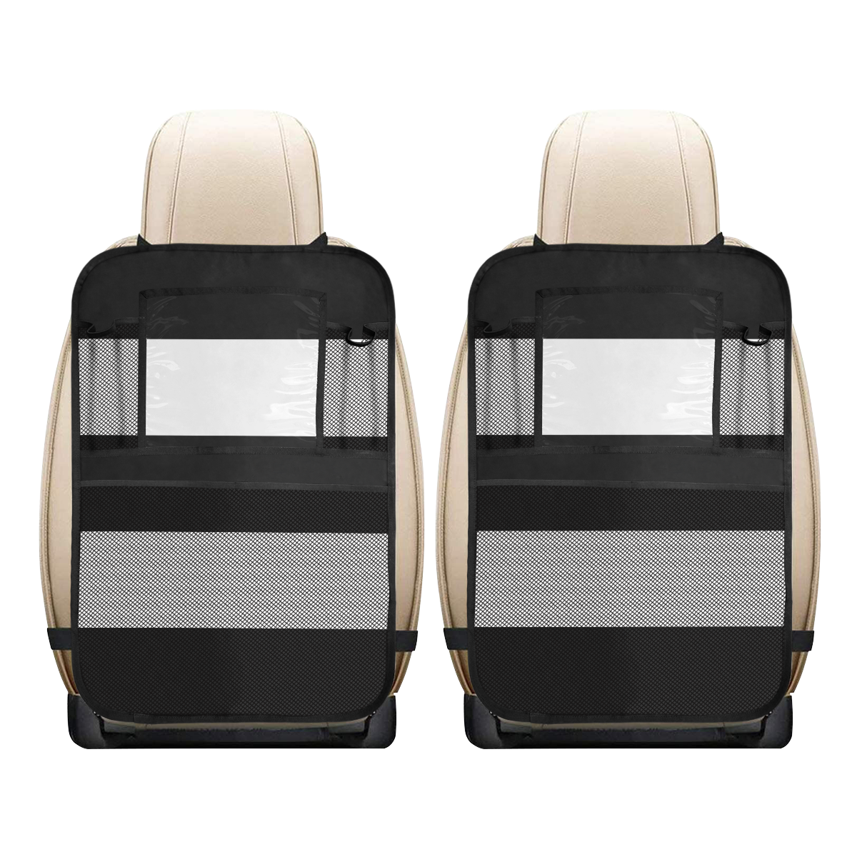 Black White Stripes Car Seat Back Organizer (2-Pack)